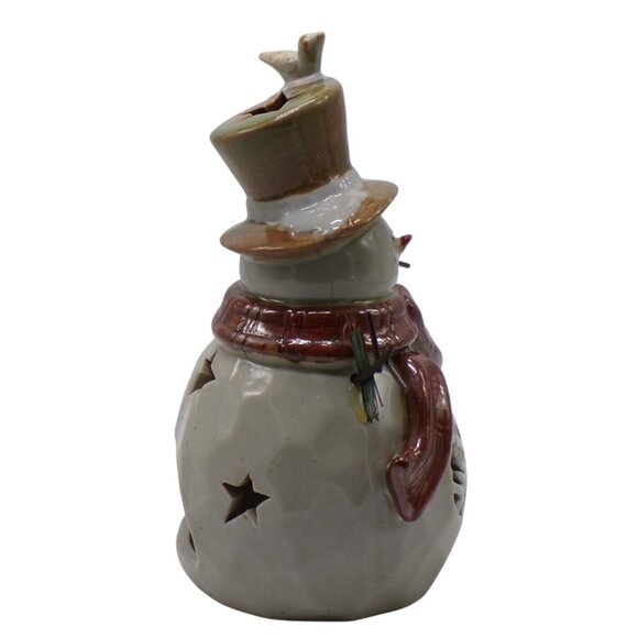 Hallmark Snowman w/Star & Snowflake Cutouts Design Tealight Holder 9" - Picture 5 of 7